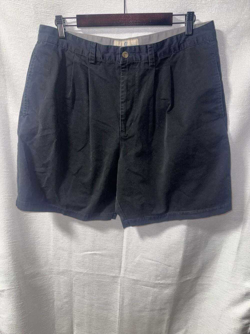 River Trader Men's Black Pleated Chino Shorts Size 36
